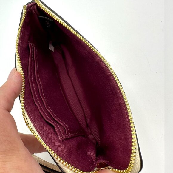 NWOT Coach Corner Zip Wristlet with Monogram Print - Gold/Chalk - Picture 10 of 11